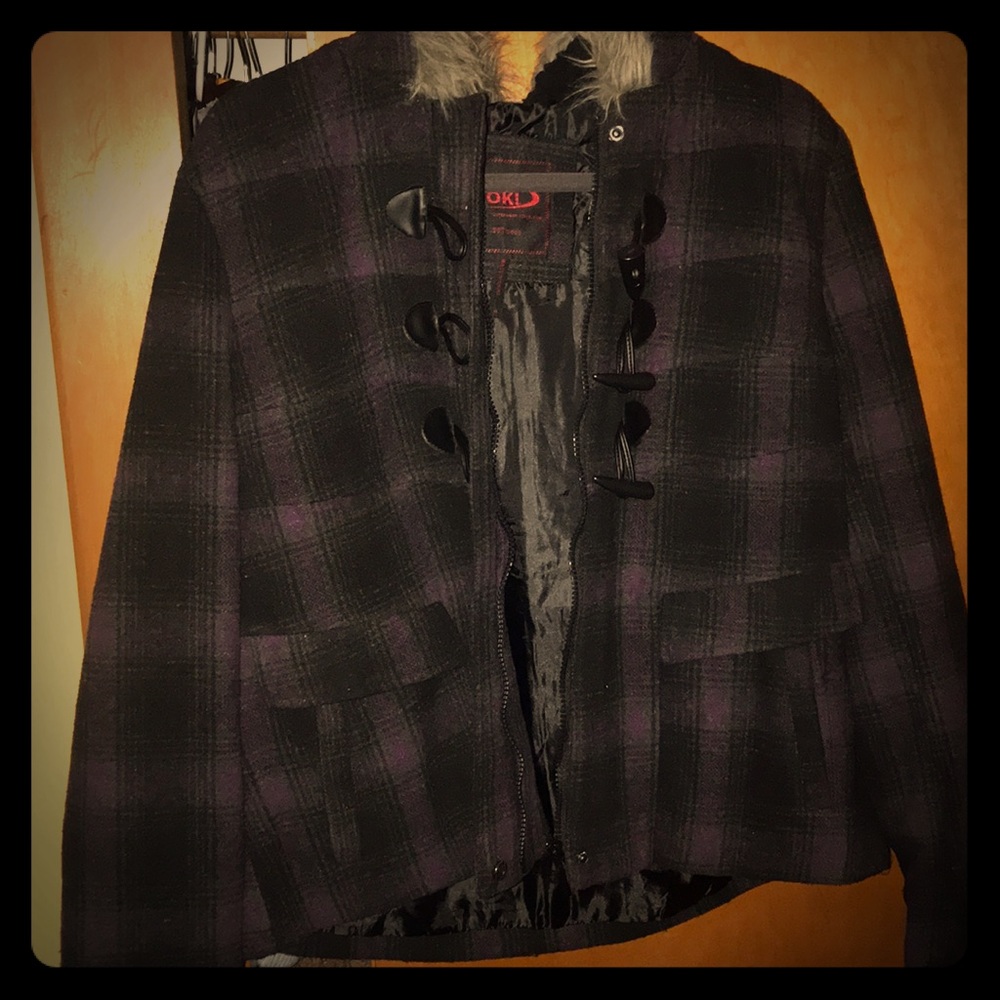 Grey and purple winter jacket